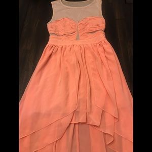 Peach chiffon high low dress